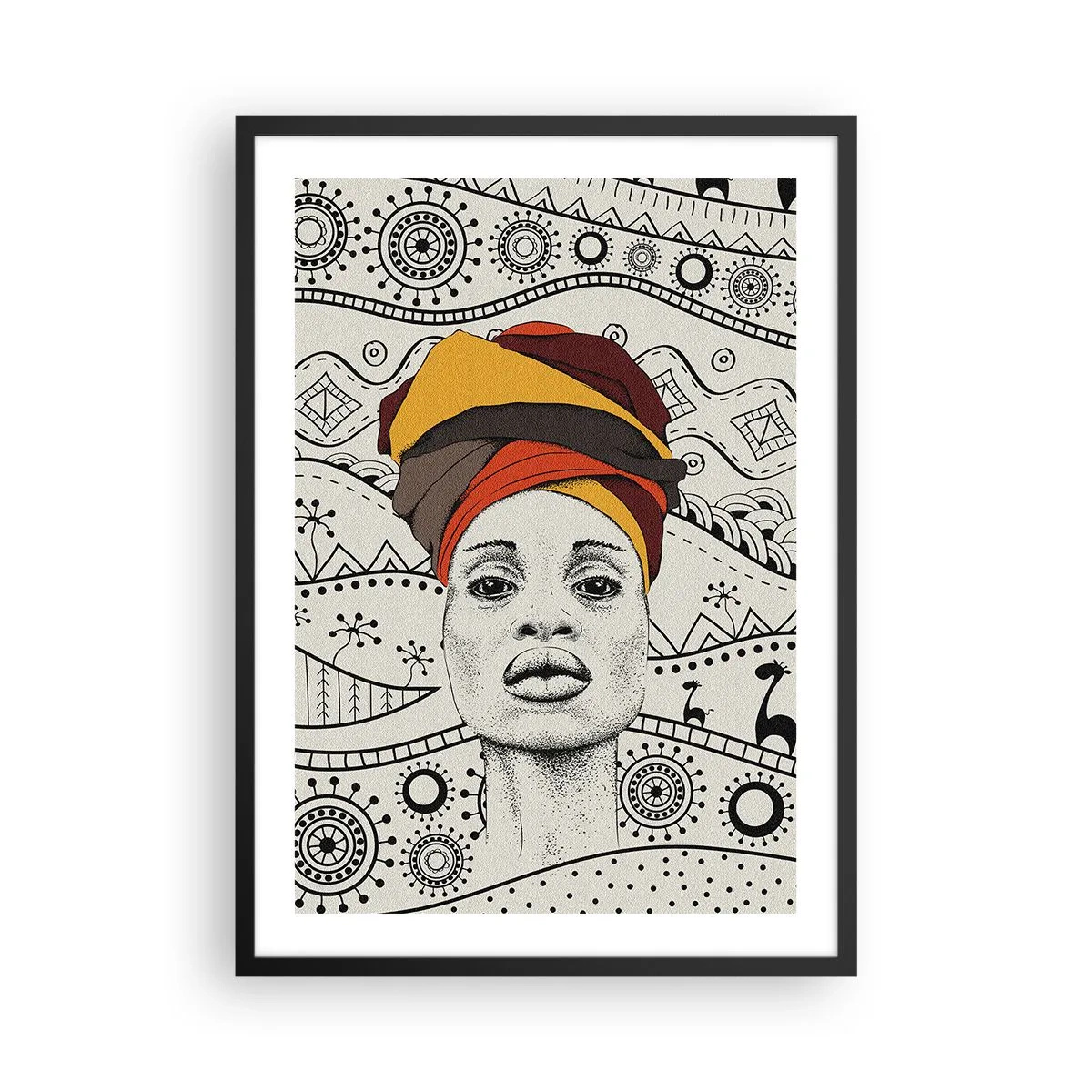 Plakat w czarnej ramie - Afrykański patriarcha - 50x70cm - Portret afrykański - Nowoczesna dekoracja ścienna do salonu i sypialni ARTTOR