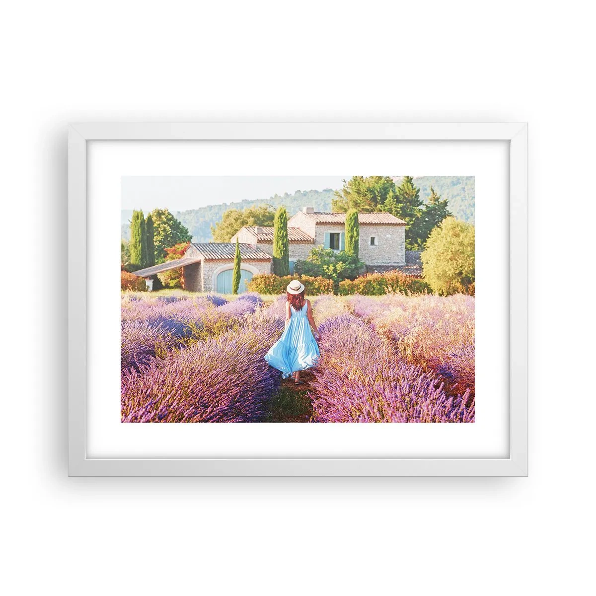 Plakat w białej ramie - Lawendowa dziewczyna - 40x30 cm