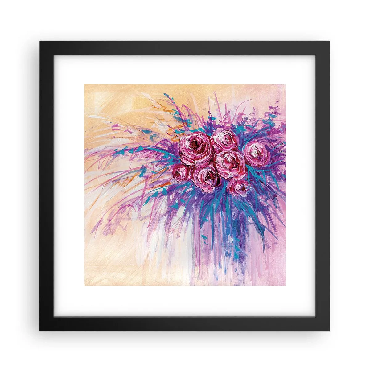 Plakat w czarnej ramie - Różana fontanna - 30x30 cm