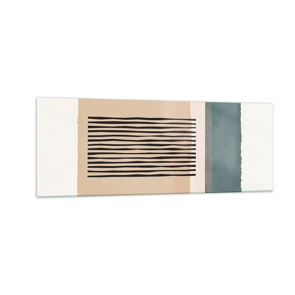 Obraz na szkle - Minimalistyczne formy geometryczne w beżowych i zielonych odcieniach - 140x50cm - Wszystko w porządku - Nowoczesna dekoracja ścienna do salonu i sypialni ARTTOR