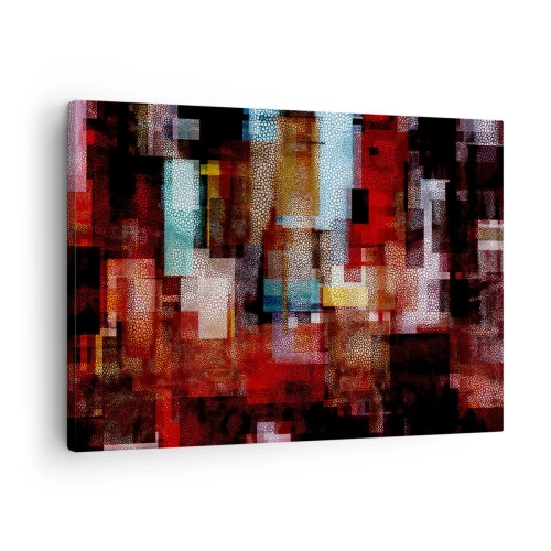 Obraz na płótnie - Geometryczna abstrakcja w intensywnych odcieniach czerwieni - 70x50cm - Pomieszanie z poplątaniem - Nowoczesna dekoracja ścienna do salonu i sypialni ARTTOR