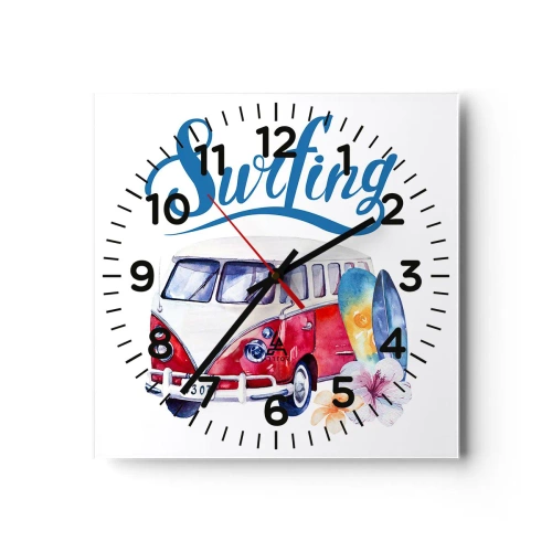 Zegar ścienny - Ogórek - klasyk dla surfera - 40x40 cm