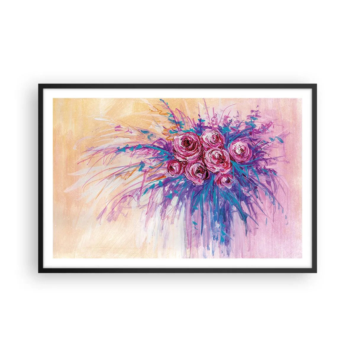 Plakat w czarnej ramie - Różana fontanna - 91x61 cm