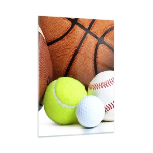 Obraz na szkle - Zestaw piłek sportowych na białym tle - 50x70cm - Łączy nas piłka! - Nowoczesna dekoracja ścienna do salonu, kuchni i sypialni ARTTOR