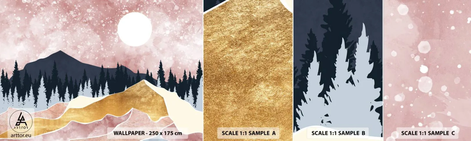 Fototapeta Próbka Standard Eco - Nocna straż - Grafika, Krajobraz, Góry - 100x30 cm