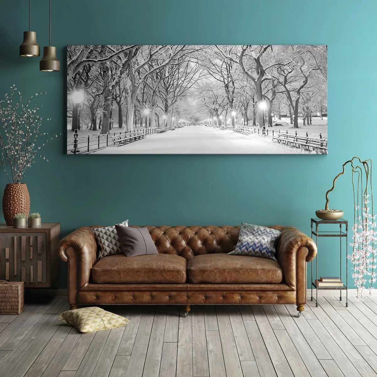 Obraz na płótnie - Cztery pory roku – zima - 100x40 cm