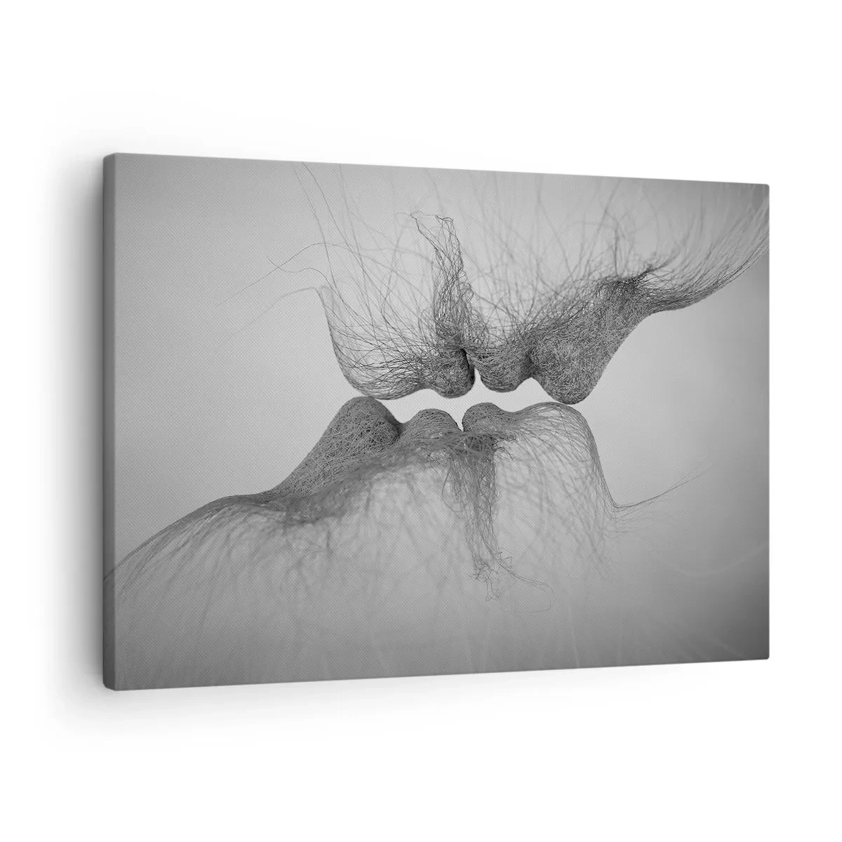 Obraz na płótnie - Abstrakcyjny pocałunek przedstawiony w eterycznej formie - 70x50cm - Pocałunek wiatru - Nowoczesna dekoracja ścienna do salonu i sypialni ARTTOR