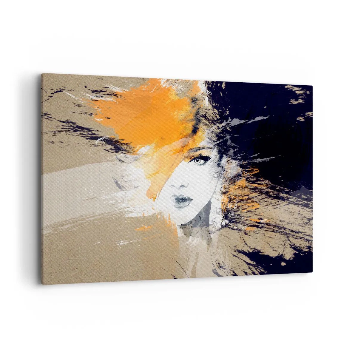 Obraz na płótnie - Abstrakcyjny portret kobiety z intensywnymi kolorami - 100x70cm - I staje się światło - Nowoczesna dekoracja ścienna do salonu, kuchni i sypialni ARTTOR