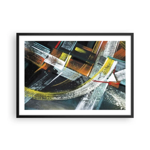 Plakat w czarnej ramie - Kolorowe abstrakcyjne pociągnięcia pędzla - 70x50cm - Energia ruchu - Nowoczesna dekoracja ścienna do salonu i sypialni ARTTOR