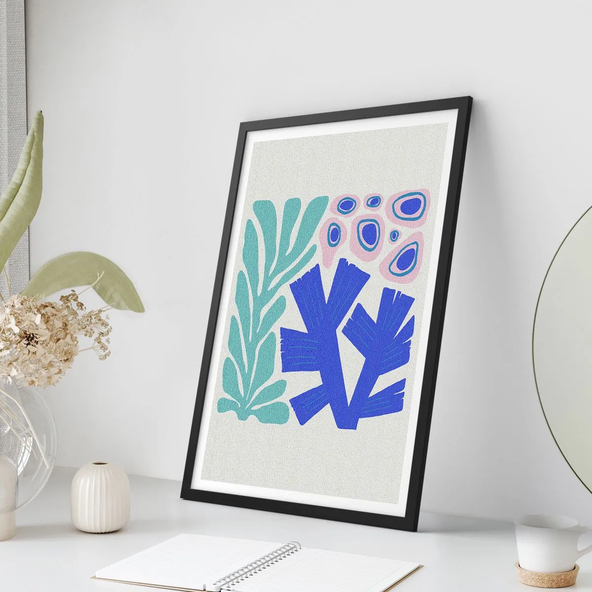 Plakat w czarnej ramie - Podwodny ogród - 70x100 cm