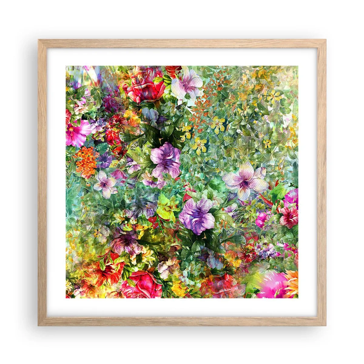 Plakat w ramie jasny dąb - W kwiaty na zatracenie - 50x50 cm