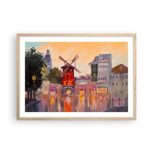 Plakat w ramie jasny dąb - Paryskie ikony – Moulin Rouge - 70x50 cm