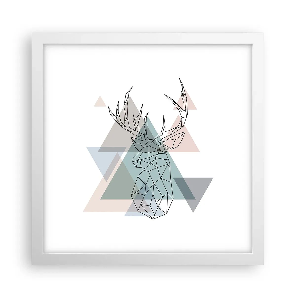 Plakat w białej ramie - W geometrycznym lesie - 30x30 cm
