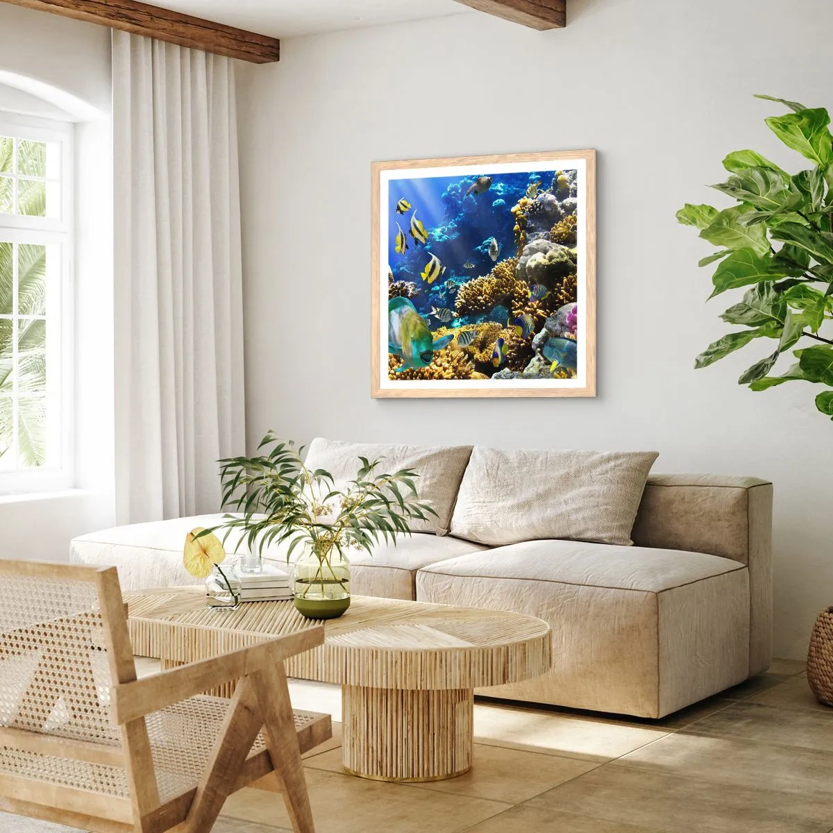 Plakat w ramie jasny dąb - Duży ruch na wakacyjnym szlaku - 40x40 cm