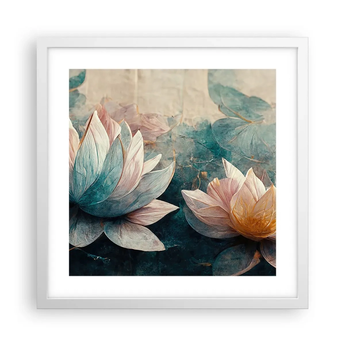 Plakat w białej ramie - Gwiazdy jeziora - 40x40 cm