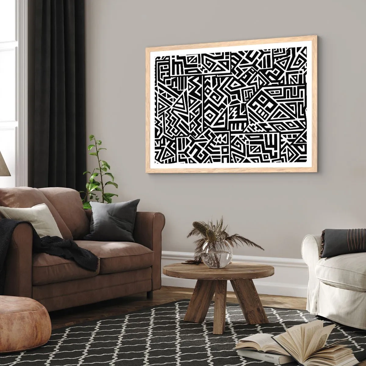 Plakat w ramie jasny dąb - Kompozycja prekolumbijska - 50x40 cm