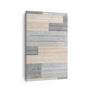 Obraz na płótnie - Geometryczna kompozycja w odcieniach szarości i beżu - 80x120cm - Kompozycja: trzymać pion - Nowoczesna dekoracja ścienna do salonu i sypialni ARTTOR