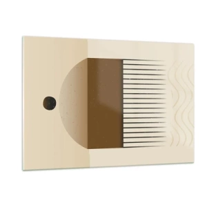 Obraz na szkle - Beżowo-brązowa abstrakcja z geometrycznymi formami i liniami - 120x80cm - Różne stany - Nowoczesna dekoracja ścienna do salonu, kuchni i sypialni ARTTOR