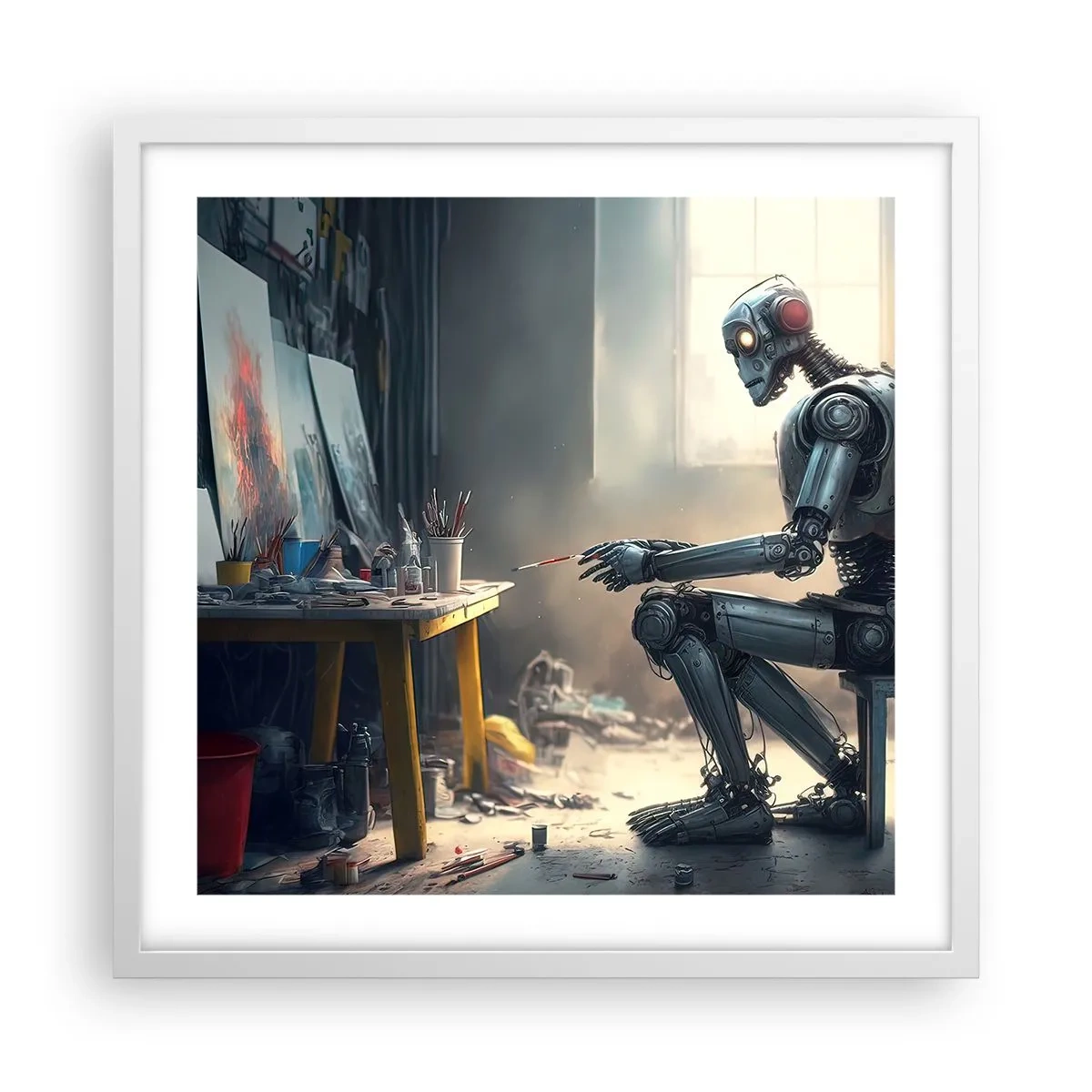 Plakat w białej ramie - Akt kreacji - 50x50 cm