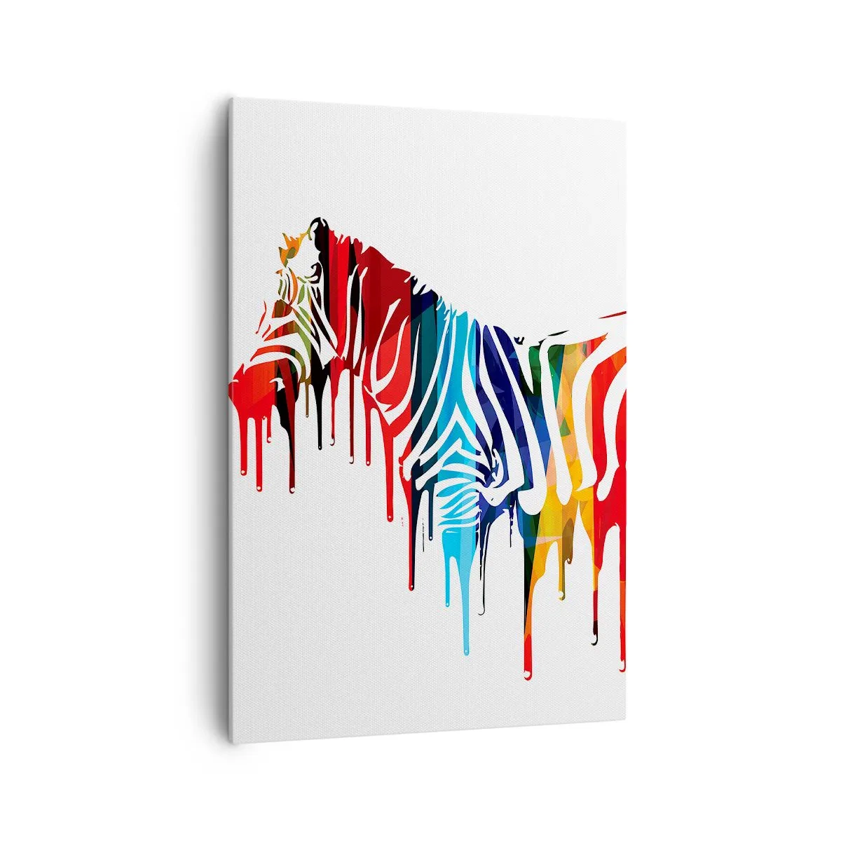 Obraz na płótnie - Abstrakcyjna zebra w kolorowych barwach z efektem farby - 70x100cm - Nie tylko czarno-biały - Nowoczesna dekoracja ścienna do salonu i sypialni ARTTOR
