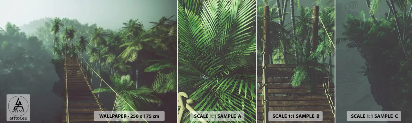 Fototapeta Próbka Standard Eco - Nad kipielą zieleni - Krajobraz, Dżungla, Palma Kokosowa - 100x30 cm