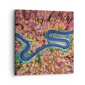 Obraz na płótnie - Krętą drogą poprzez las - 30x30 cm