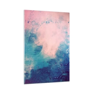 Obraz na szkle - Abstrakcyjna tekstura w odcieniach różu i niebieskiego - 80x120cm - Błękitne objęcia - Nowoczesna dekoracja ścienna do salonu i sypialni ARTTOR