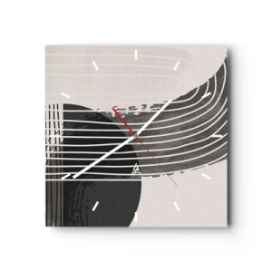Zegar ścienny - Abstrakcyjny wzór z liniami i geometrycznymi kształtami - 30x30cm - Tam i z powrotem - Nowoczesna dekoracja ścienna do salonu i sypialni ARTTOR