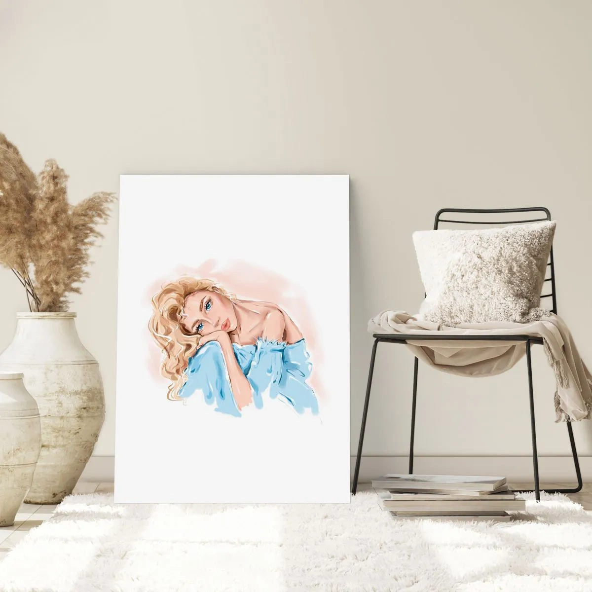 Plakat - Rozmarzona w błękicie - 61x91 cm