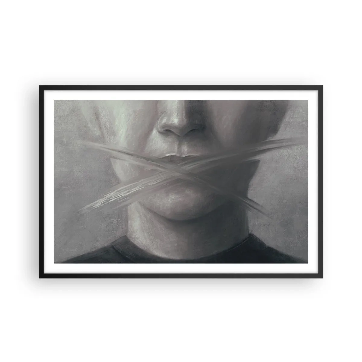 Plakat w czarnej ramie - Ani słowa - 91x61 cm