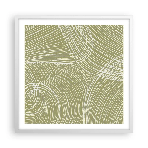 Plakat w białej ramie - Abstrakcja misterna w bieli - 60x60 cm