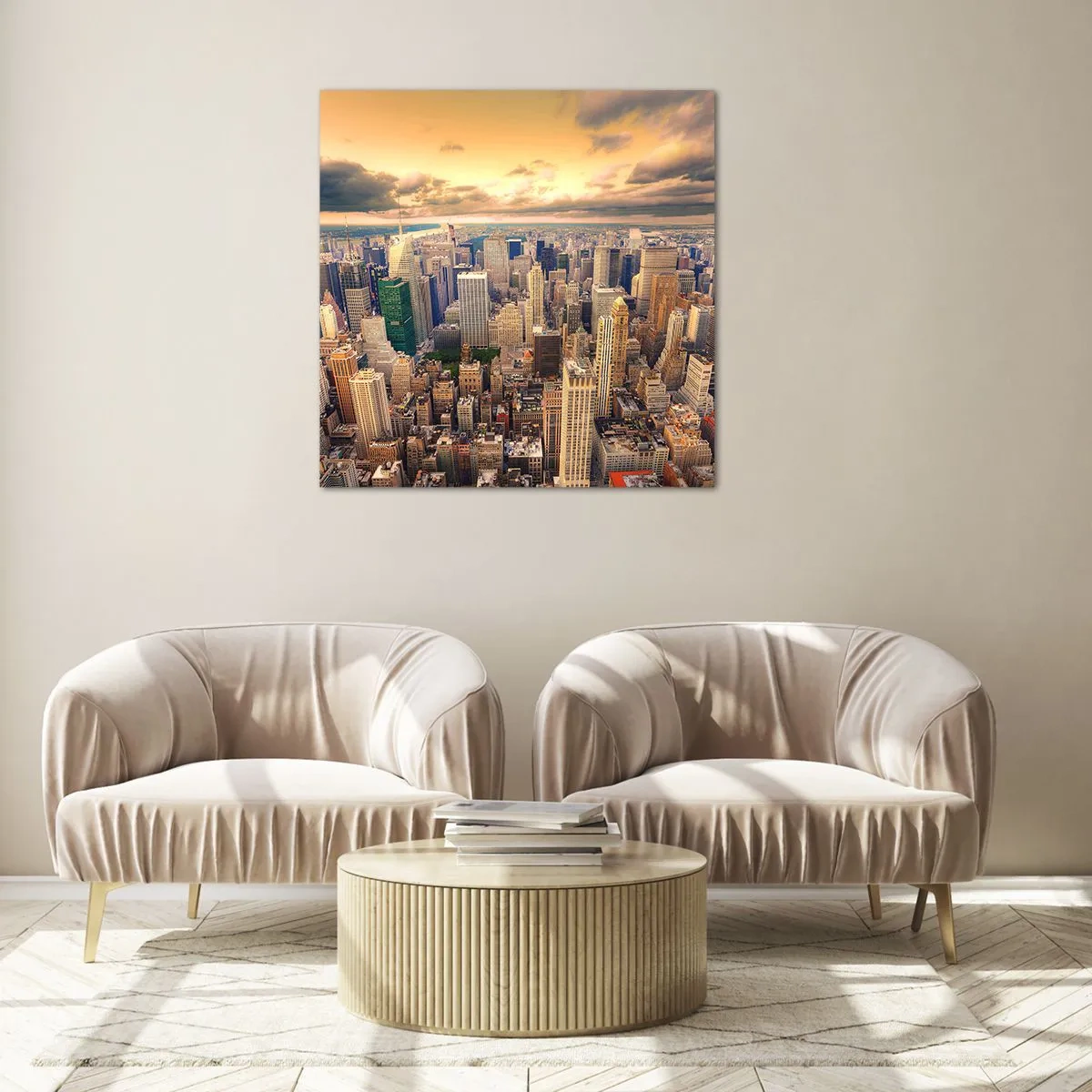 Obraz na szkle - Wyzłocone metropolis - 70x70 cm