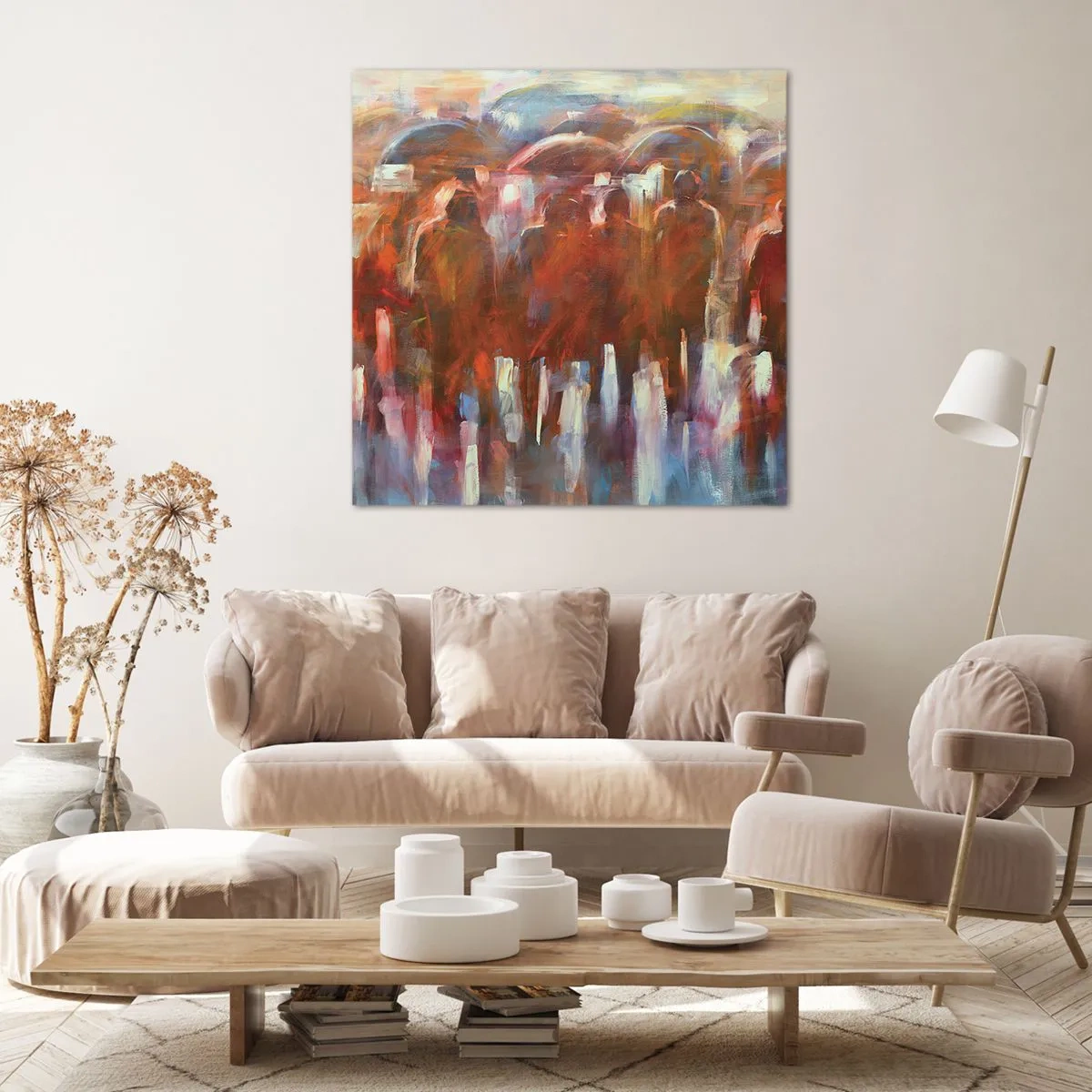 Obraz na płótnie - Równi w deszczu i mgle - 70x70 cm