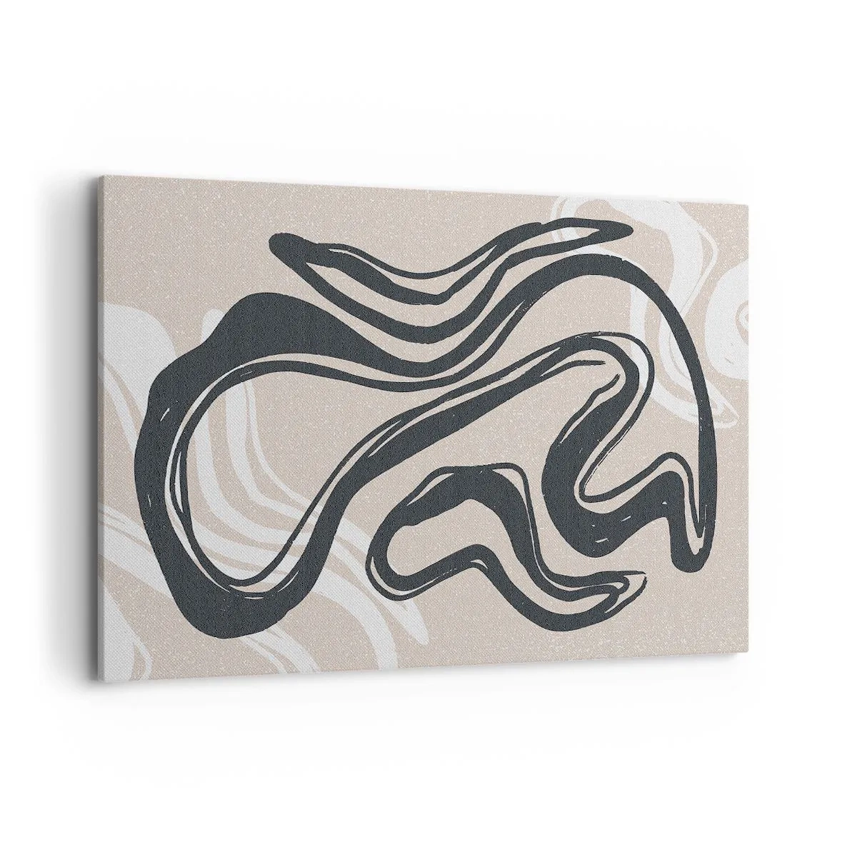 Obraz na płótnie - Abstrakcyjne linie w ciemnych odcieniach na beżowym tle - 120x80cm - Ekspresja zwielokrotniona - Nowoczesna dekoracja ścienna do salonu, kuchni i sypialni ARTTOR