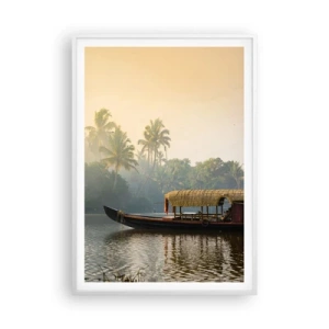 Plakat w białej ramie - Dom na rzece - 70x100 cm