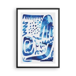 Plakat w czarnej ramie - Nowoczesna abstrakcja w odcieniach niebieskiego - 50x70cm - Powrót do korzeni - Nowoczesna dekoracja ścienna do salonu i sypialni ARTTOR