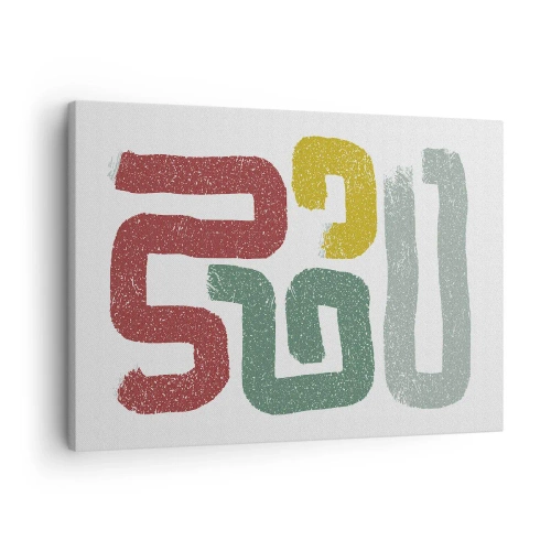 Obraz na płótnie - Kolorowe geometryczne wzory w stylu abstrakcyjnym - 70x50cm - W nieznanym języku - Nowoczesna dekoracja ścienna do salonu i sypialni ARTTOR