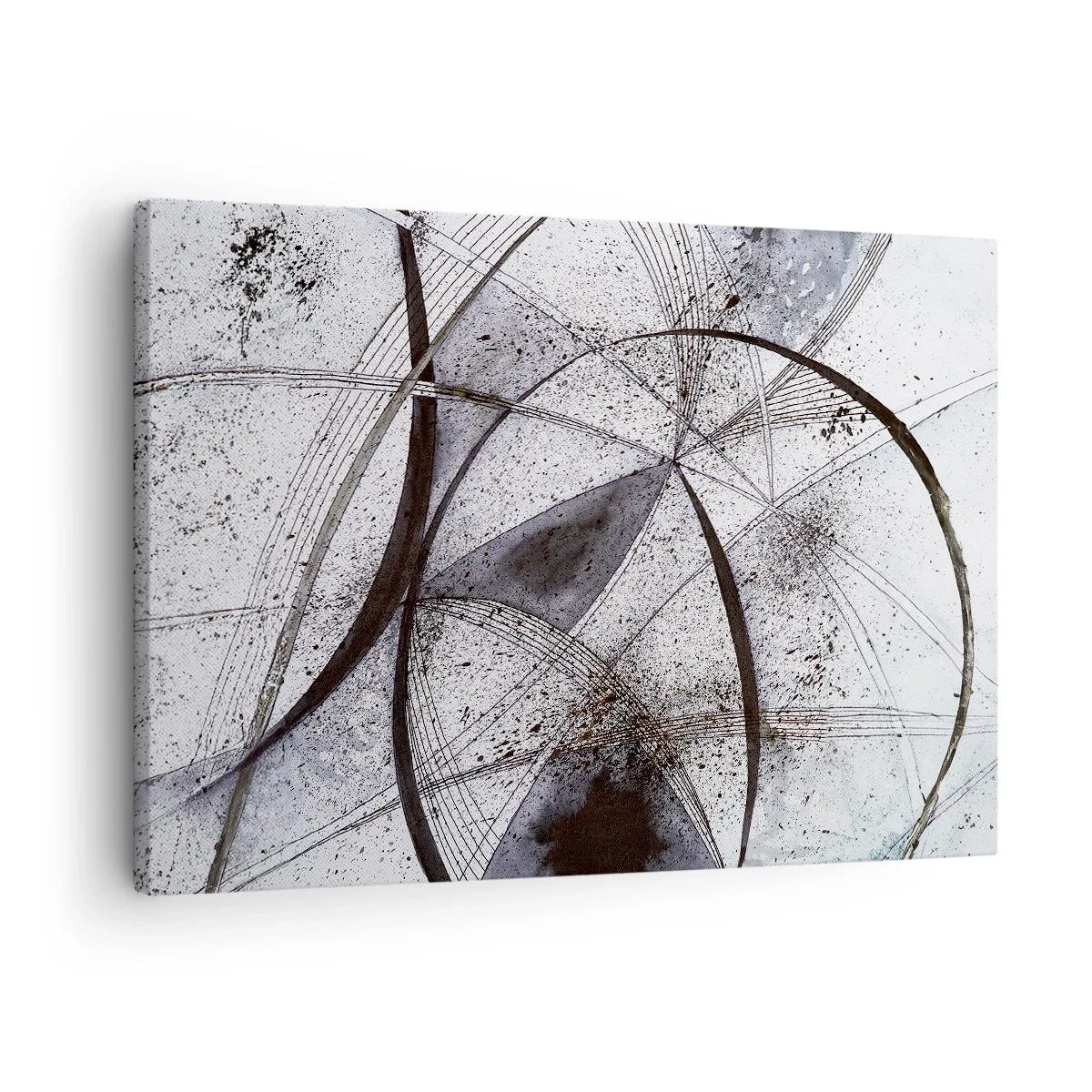Obraz na płótnie - Abstrakcyjne linie i kształty w odcieniach szarości i czerni - 70x50cm - Futurystyczna fantazja - Nowoczesna dekoracja ścienna do salonu i sypialni ARTTOR