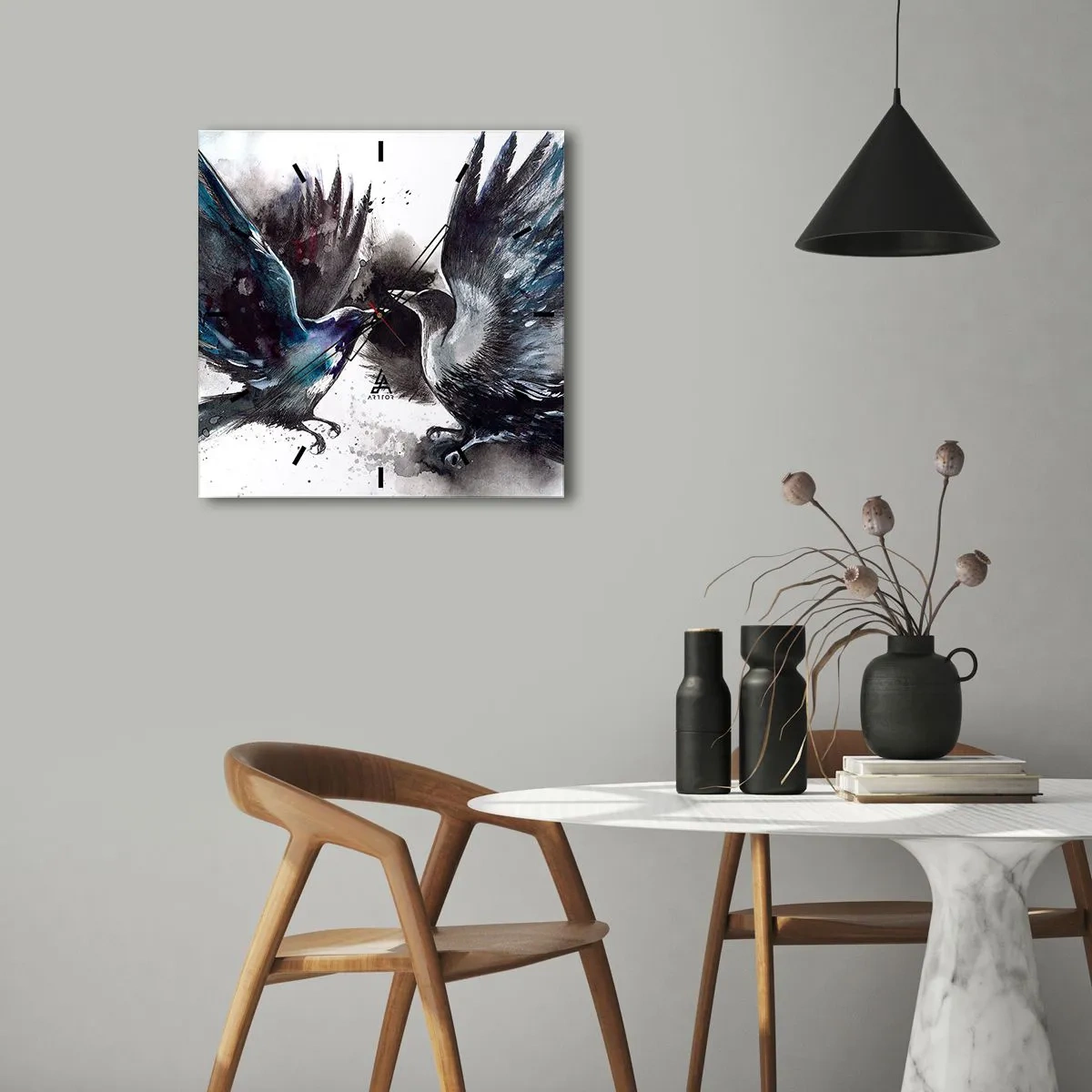 Zegar ścienny - Kruk krukowi… - 40x40 cm