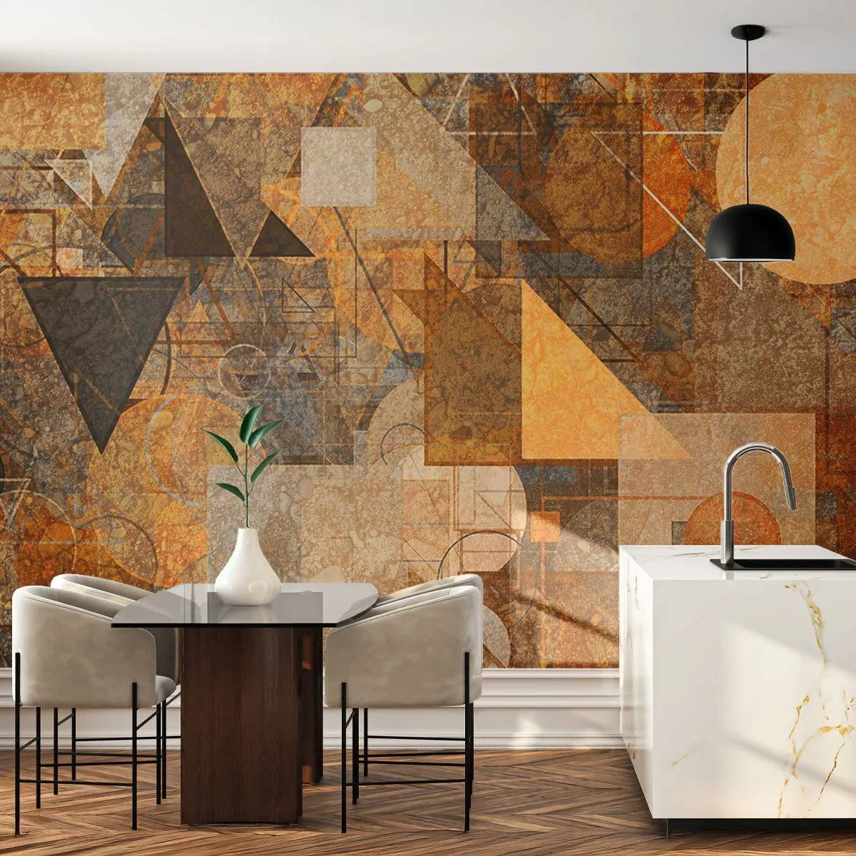 Fototapeta Premium Sand - Kubistyczne studium brązu - Abstrakcja, Sztuka, Sztuka Nowoczesna - 150x105 cm