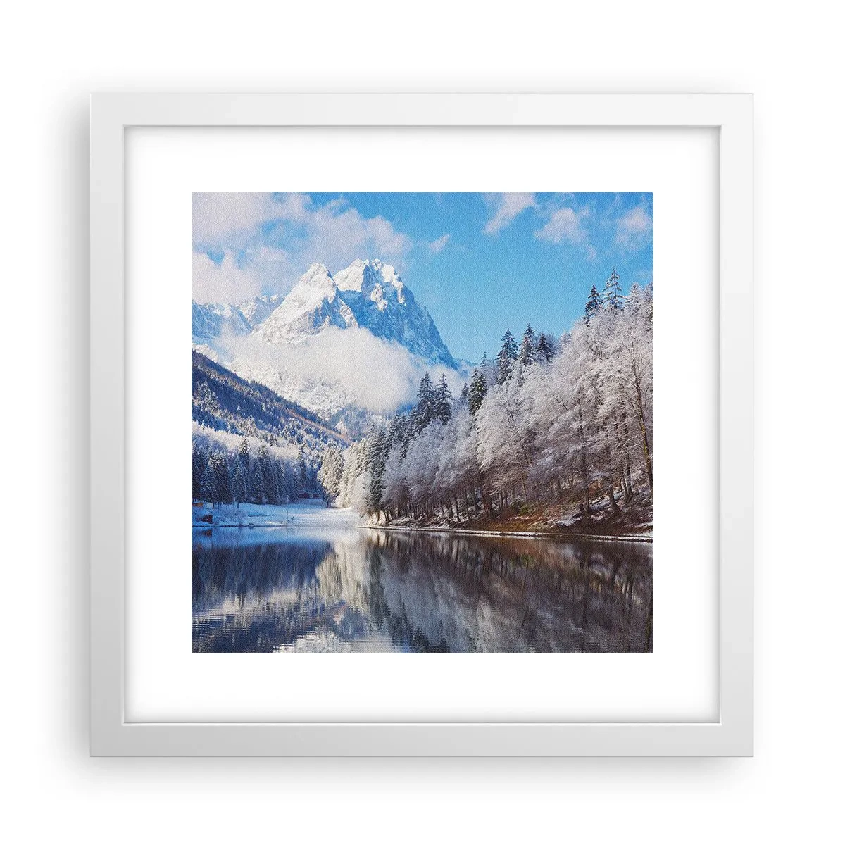 Plakat w białej ramie - Śnieżna straż - 30x30 cm