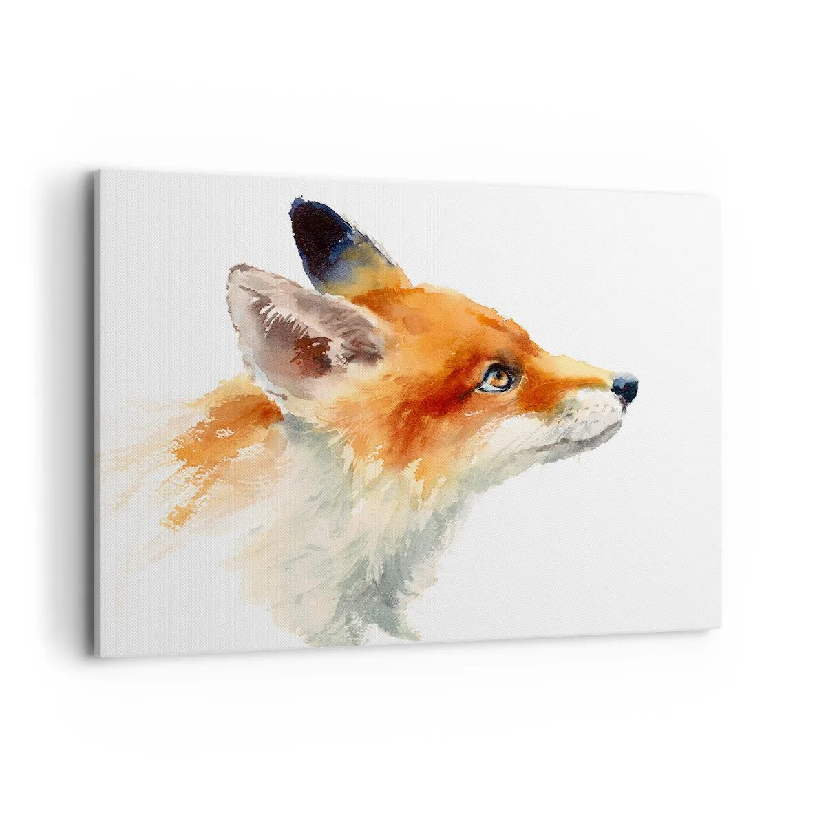 Obraz na płótnie - Rudy lis w akwarelowym stylu na białym tle - 100x70cm - Ostrożności nigdy za wiele - Nowoczesna dekoracja ścienna do salonu, kuchni i sypialni ARTTOR