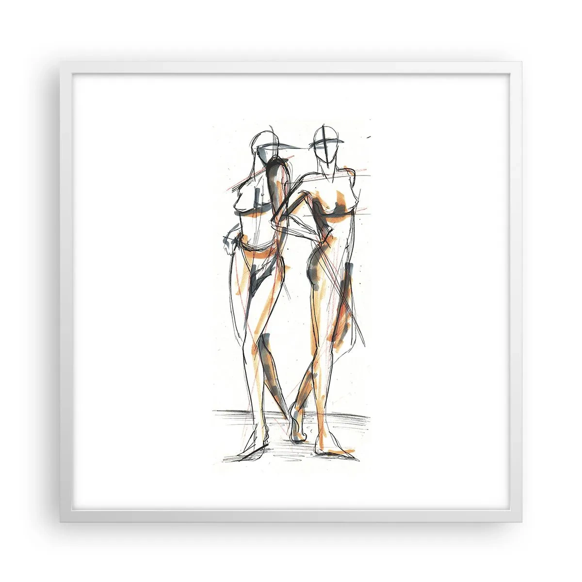 Plakat w białej ramie - Studium wdzięku - 60x60 cm