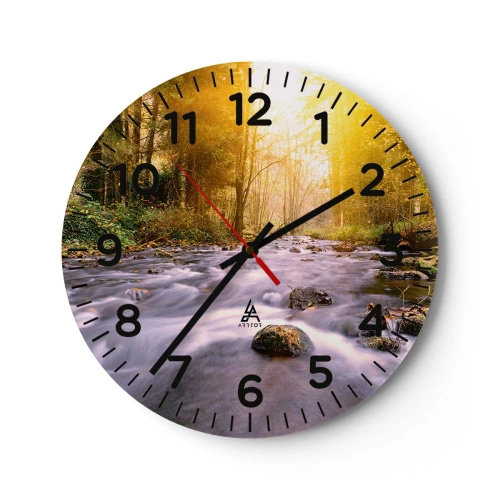 Zegar ścienny - Malachit w srebrno-złotej oprawie - 30x30 cm