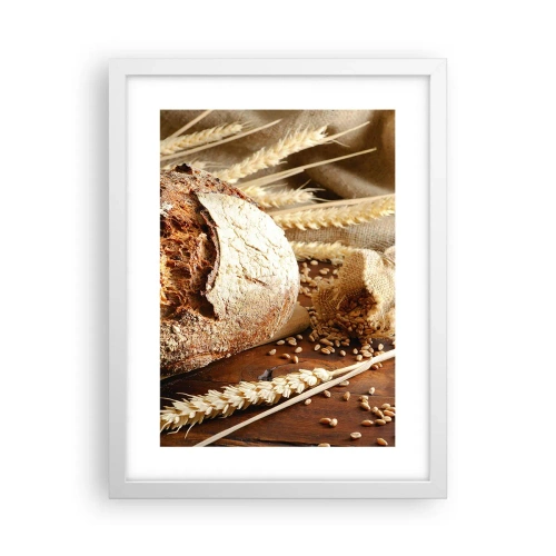 Plakat w białej ramie - Apetyczny, wonny, chrupiący - 30x40 cm