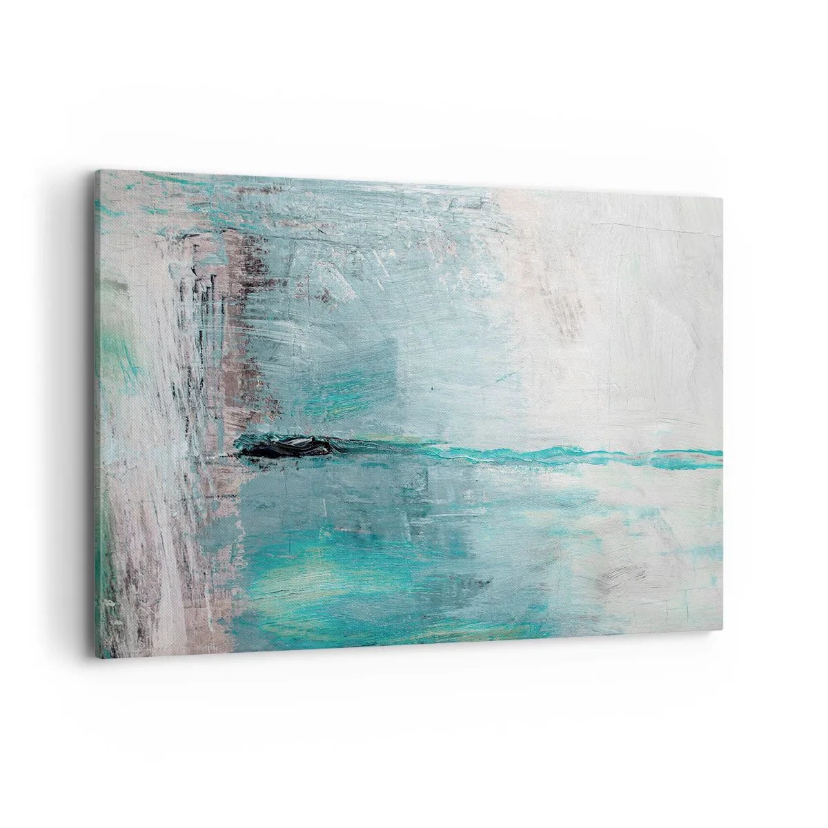 Obraz na płótnie - Abstrakcja w odcieniach turkusu i szarości - 120x80cm - Horyzontalnie w błękicie - Nowoczesna dekoracja ścienna do salonu, kuchni i sypialni ARTTOR