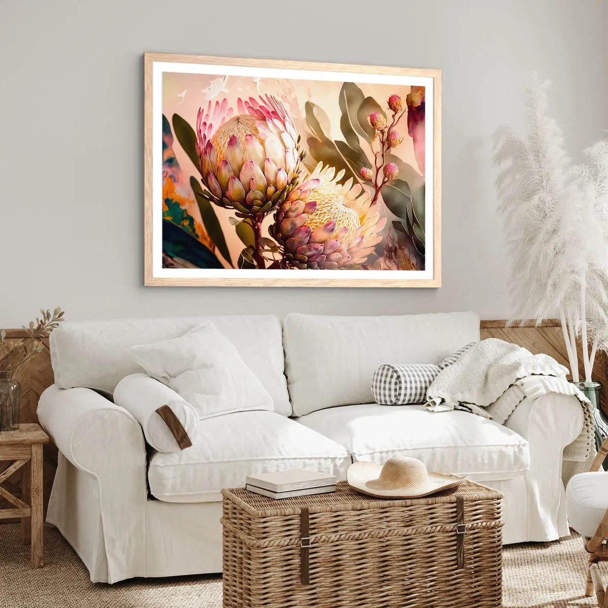 Plakat w ramie jasny dąb - Czule objęte - 91x61 cm