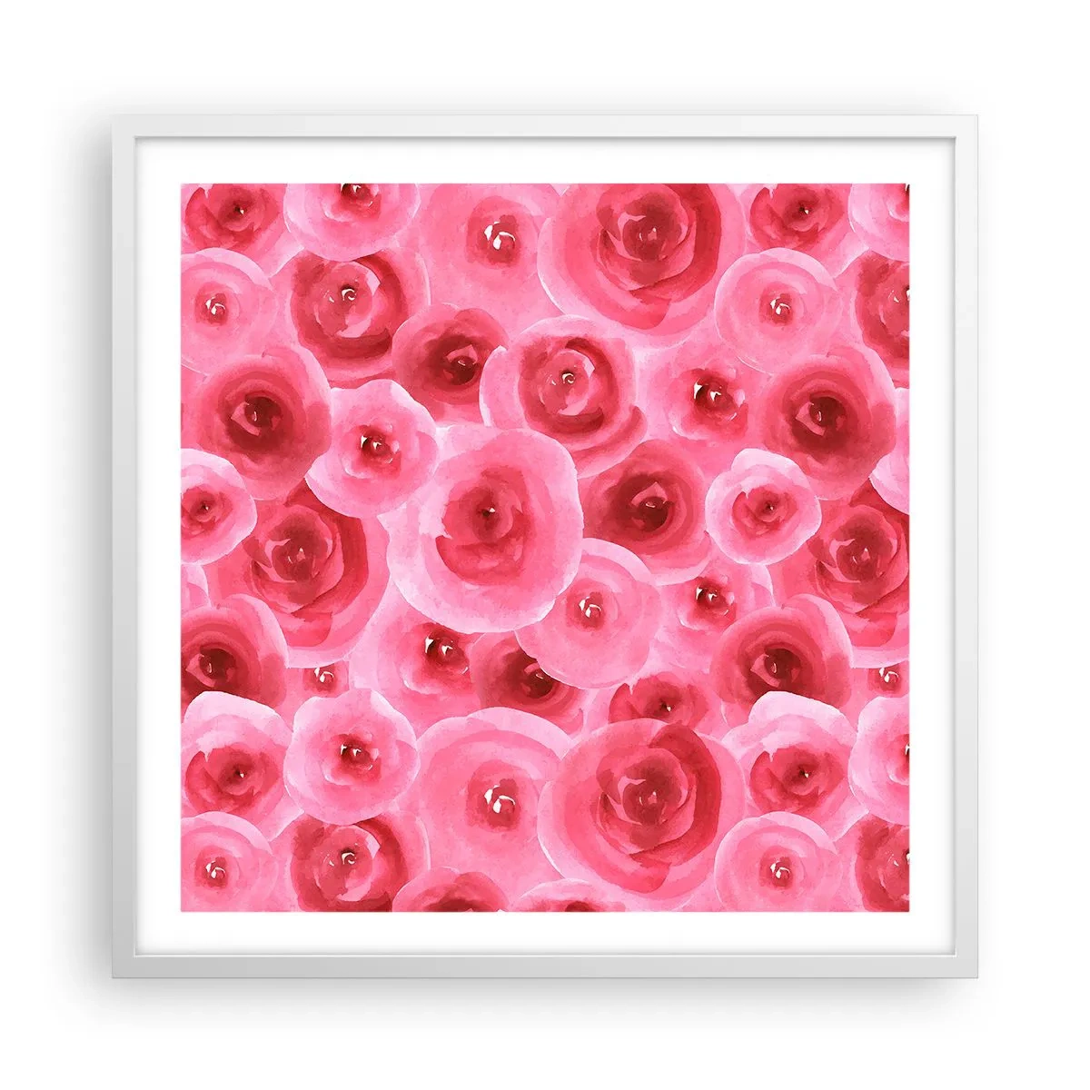 Plakat w białej ramie - Róże na dole i na górze - 60x60 cm