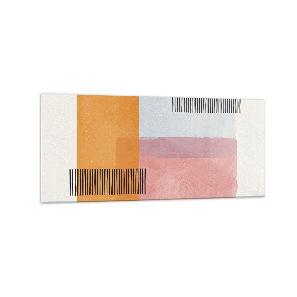 Obraz na szkle - Geometria w pastelowych kolorach z liniami na jasnym tle - 120x50cm - Z kąta w kąt - Nowoczesna dekoracja ścienna do salonu i sypialni ARTTOR