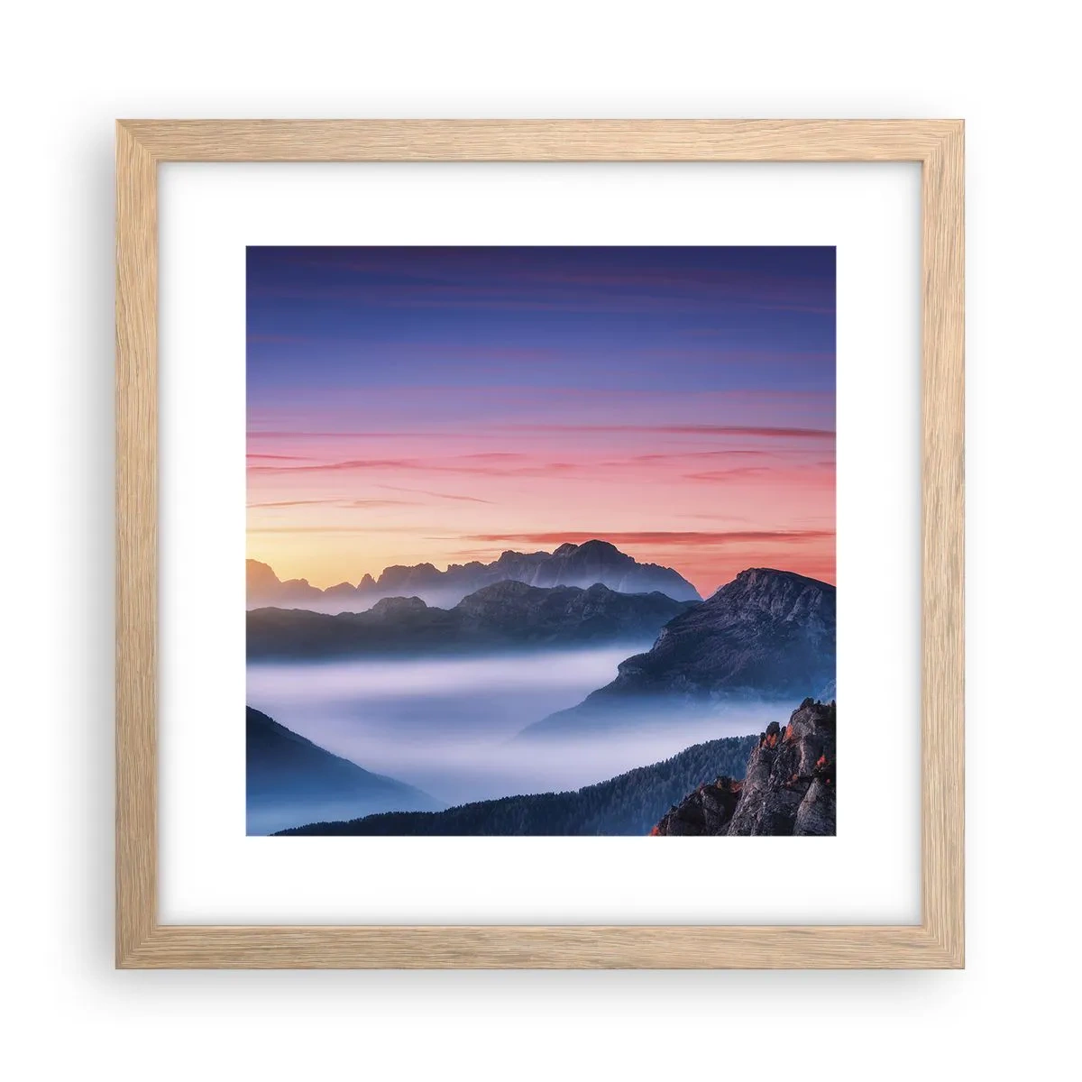 Plakat w ramie jasny dąb - Nad dolinami - 30x30 cm